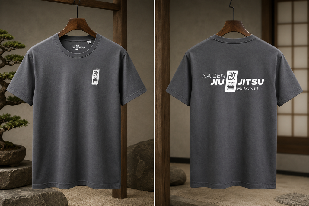 Kaizen Unisex T-Shirt White – BJJ Alltagsshirt, enzymgewaschen, schlanker Schnitt