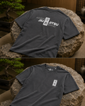 Kaizen T-Shirt Gray – Frontansicht mit weissem 改善 Brustlogo, Bio-Baumwolle